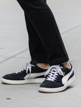 Puma Liga Suede Black & White Leather Sneakers Size 7.5